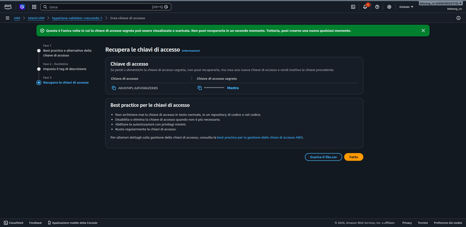 IAM – Access key created (secret masked)
